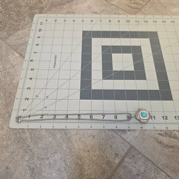 four leaf clover necklace turquoise two tone rhodium setting with cubic zirconia - Picture 8 of 8